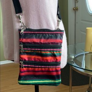 Colorful Crossbody Bag w/ 3 zip close compartments